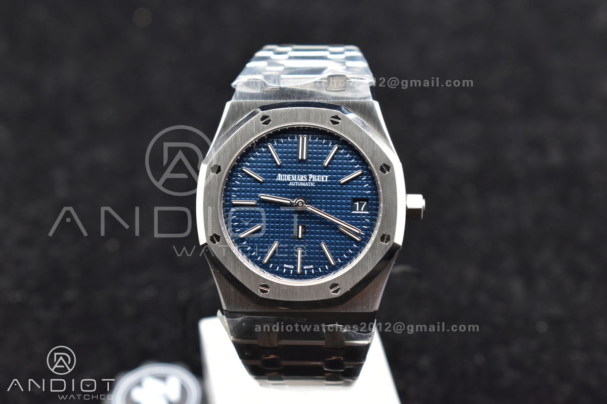 Royal Oak 39mm 15202 SS ZF 1:1 Best Edition Blue Textured Dial on SS Bracelet A2121 